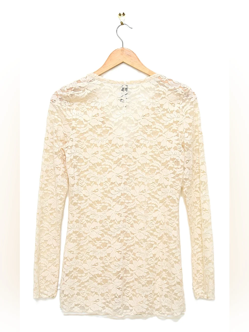 Anthropologie Lace Cardigan Top Sheer Button Front Ivory Sz M Romantic Coquette - Picture 7 of 10